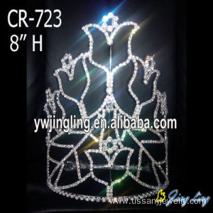 Holiday Rhinestone Flower Big Pageant Crowns